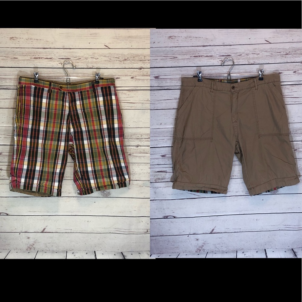 LAST CHANCE Plaid and Khaki Reversible Shorts